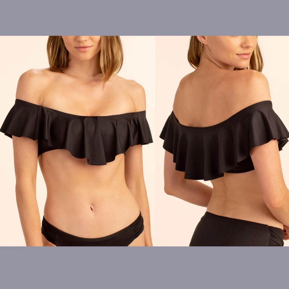 NEW Trina Turk Off the Shoulder Bandeau Bikini‎ Top in Black [ 6 US ]
